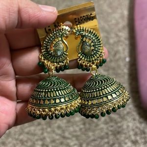 Green medium size ear rings.